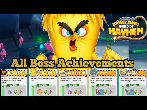 R&D Boss Monster Tweety How to Complete ALL Achievements Looney Tunes World of Mayhem