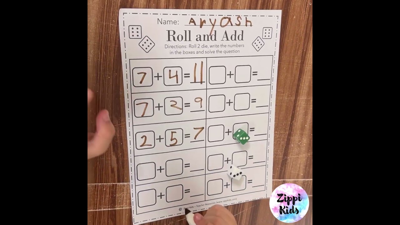Roll dice and add! Fun way of learning addition for kids
