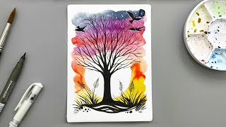 Silhouette Painting with Watercolor | Easy and Creative Art