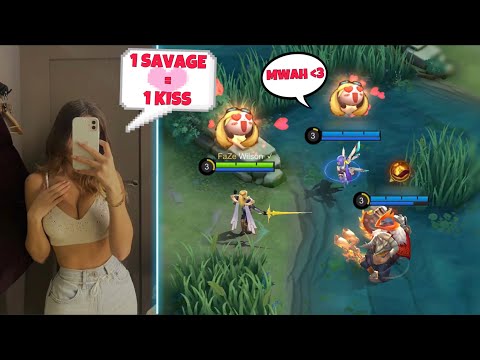 ONE SAVAGE = ONE KISS CHALLENGE WITH RANDOM CUTE GIRL!! 😍 | HER REACTION WAS HILARIOUS 🤣 - MLBB