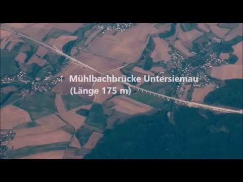 Die Neubaustrecke Nürnberg-Erfurt vom Flugzeug aus gesehen