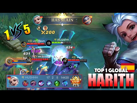 1 VS 5? Harith VS Everyone?! No Problem | Top 1 Global Harith Gameplay By HUSHHH | MLBB