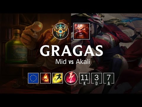 Gragas Mid vs Akali - EUW Challenger Patch 8.22