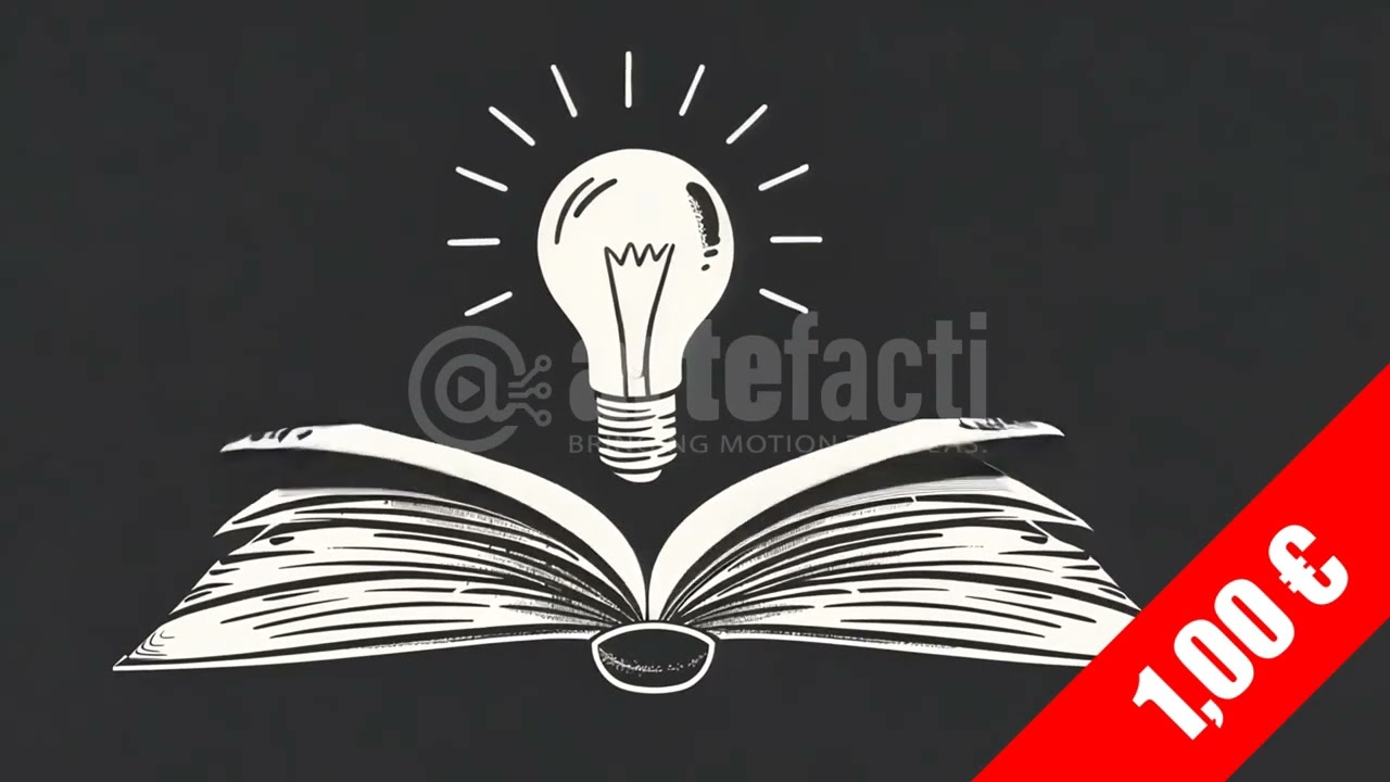 HD Stock Footage: Line-Art Bulb & Book — Minimal Education Motif