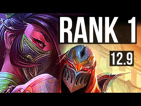 AKALI vs ZED (MID) | Rank 1, Rank 1 Akali, 68% winrate, 6 solo kills, 20/4/9 | TR Challenger | 12.9