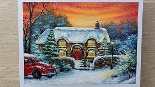 Daily Art #052 / Beautiful Christmas Acrylic Painting