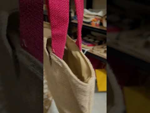 Golden designer jute shopping bags., size: 14x14 inch