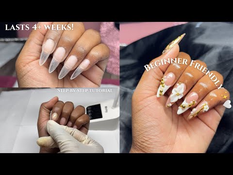 How to do GEL X NAILS at home 🤍| Step by Step Gel X + easy nail art 🤍