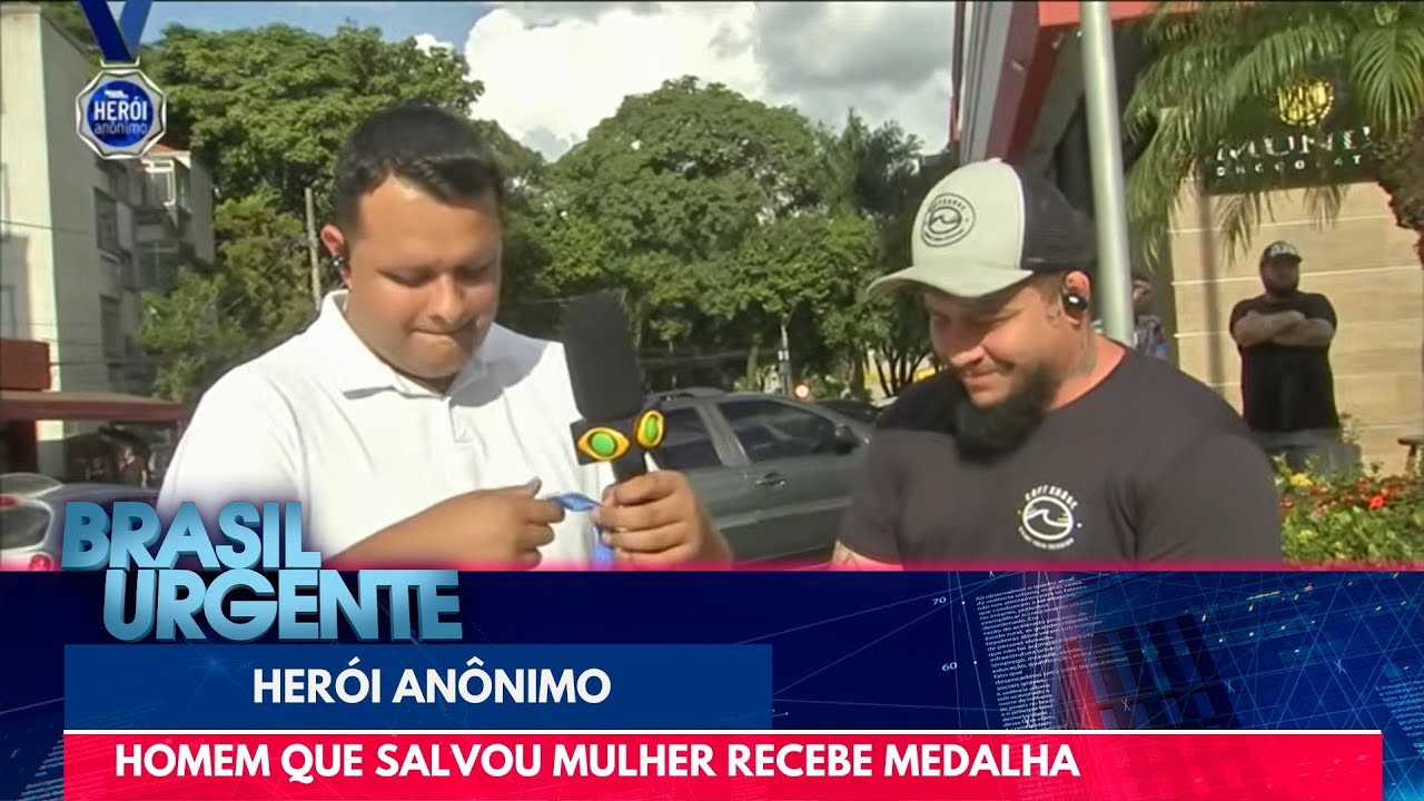 'Herói' recebe medalha do Brasil Urgente após salvar mulher em enchente | Brasil Urgente