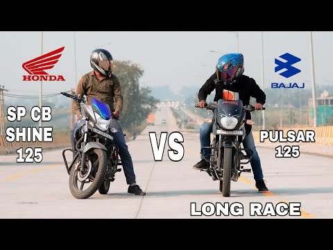 Bajaj Pulsar 125 Vs Honda Sp Cb Shine 125 || Long Race || Highway Top End || Amazing battle