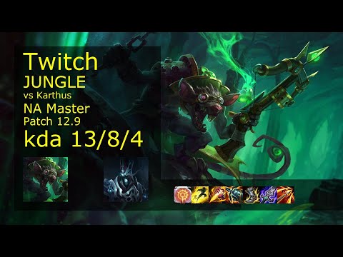 Twitch Jungle vs Karthus - NA 13/8/4 Patch 12.9 Gameplay