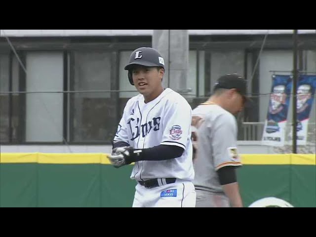 【ファーム】ライオンズ・仲三河 ファーム公式戦初ヒットはレフトへの2ベースに!! 2021/3/25 L-G(ファーム)