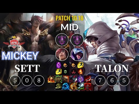 APK Mickey Sett vs Talon Mid - KR Patch 10.18
