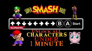 Unlocking all characters in super smash bros N64 - Konami Code