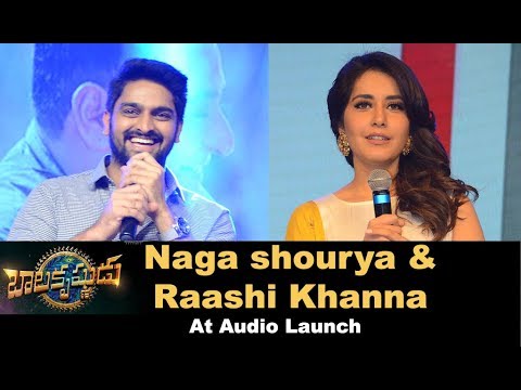 Raashi Khanna and Naga Shourya at Balakrishnudu Audio Launch