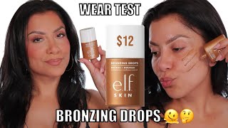 *new $12* e.l.f. COSMETICS BRONZING DROPS REVIEW + WEAR TEST *oily skin* | MagdalineJanet
