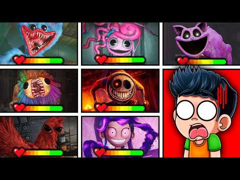 Poppy Playtime Chapter 1, 2, 3, 4, 5 – Todas las MUERTES con BARRA DE VIDA | JONDRES GC REACCIONA