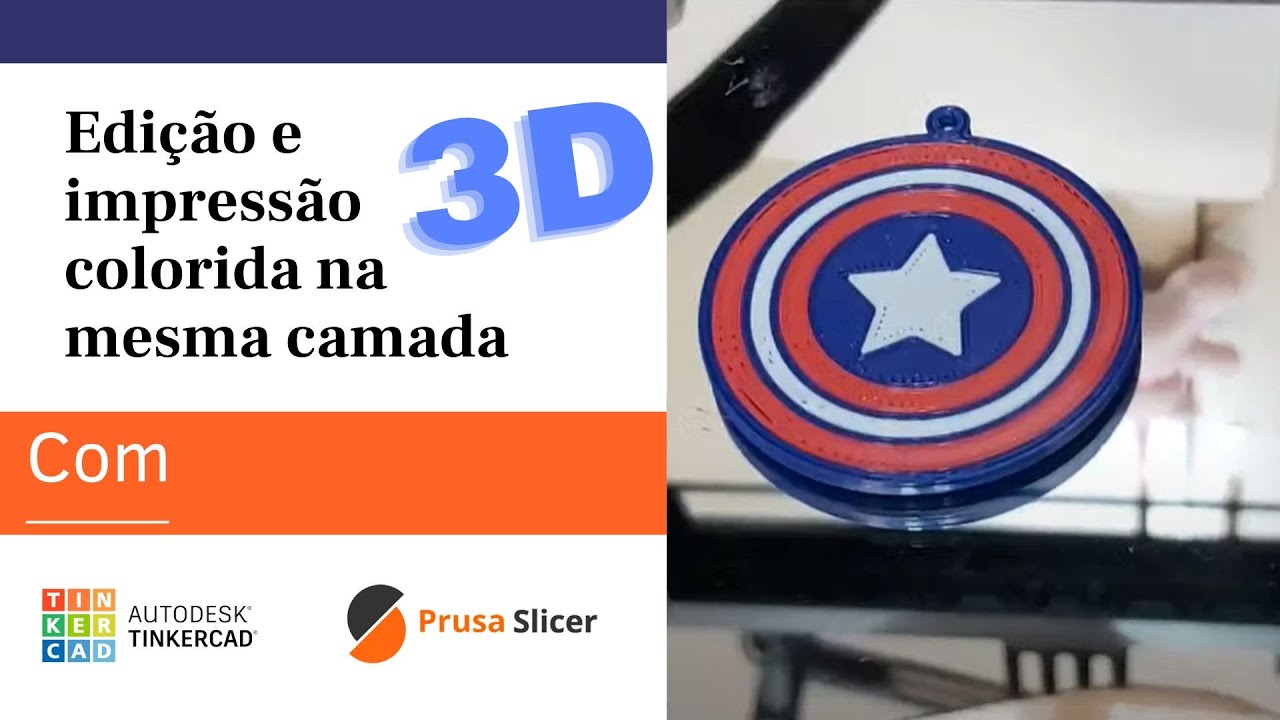 Vídeo do canal Cássio Agnaldo Onodera: chaveiro com 3 cores no Tinkercad