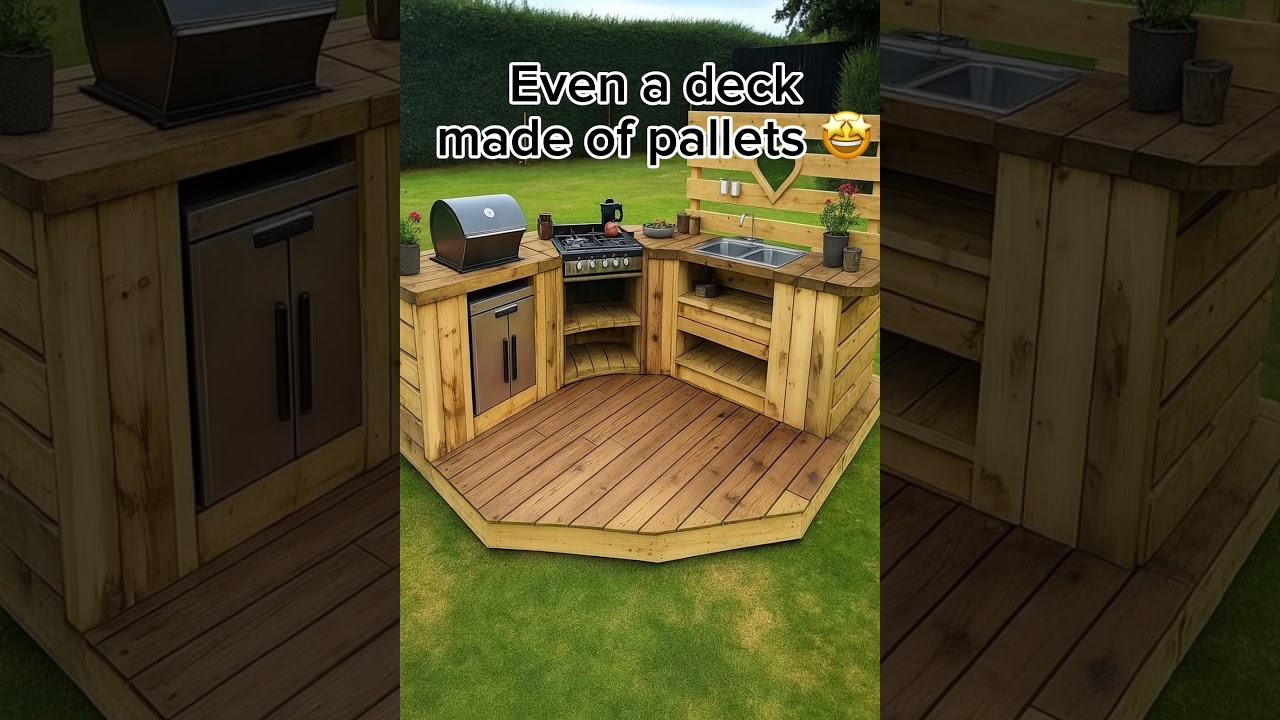 5 Pallet outdoor kitchen ideas this summer 🌴🏝️ #diybuild #outdoorkitchen #outdoorwork