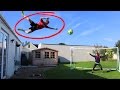 JUMPING OFF MY ROOF FOOTBALL CHALLENGE!!
