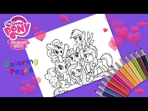 Coloring cartoon characters My little pony. Coloring for kids. Video