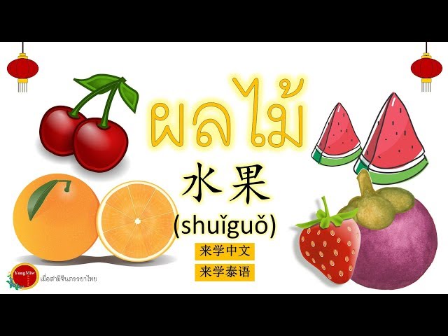 คำศัพท์ภาษาจีน ผลไม้ 水果 มีภาพคำศัพท์แจกฟรี (学泰文水果)