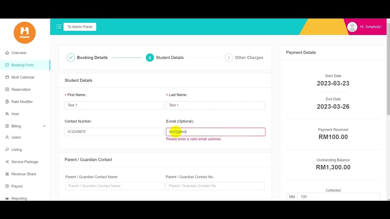 Hands Asia Admin Panel - Booking