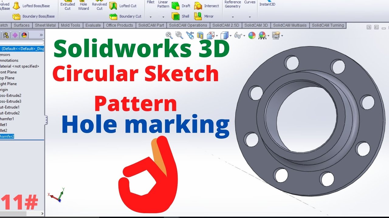 solidworks tutorials | Circular Sketch Pattern  Solidworks |