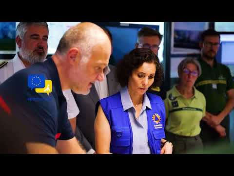 Video Thumbnail: Hadja Lahbib Visits Operational Decision-Making Center During Gironde Wildfire Response
