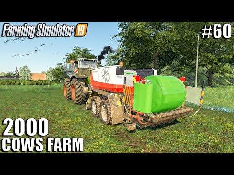 TURNING GRASS TO SILAGE WITH POTTINGER BALER COMBO | 2000 Cows Farm | Farming Simulator 19 | #60