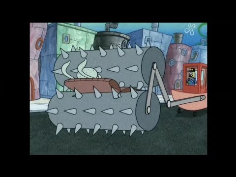 Squidward gets crushed by machine
