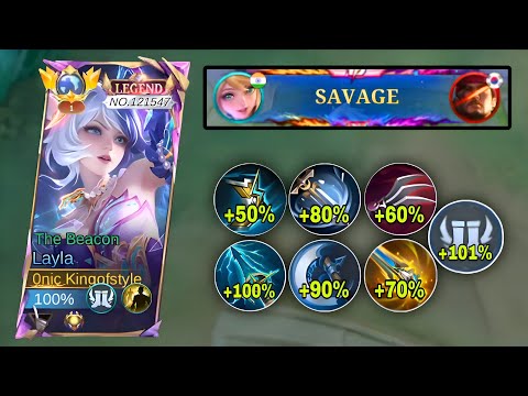 SAVAGE!! LAYLA SOLO HIGH RANK MATCH NEW 1 HIT BROKEN DAMAGE BUILD! - MLBB