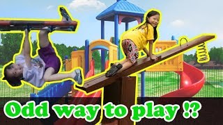 Naughty kids or active kids!? Odd ways to play on outdoor playground