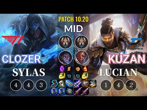 T1 Clozer Sylas vs DYN Kuzan Lucian Mid - KR Patch 10.20