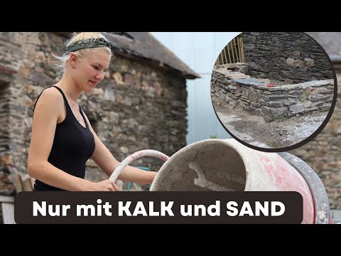 Natursteinmauer mit Kalksandmörtel selber mauern #087