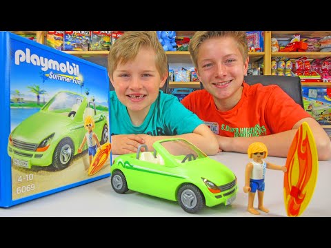 Ash and Max in the toy cellar with PLAYMOBIL 6069 Surf Roadster UNBOXING 🚘🌴 TipTapTube UNCUT