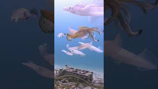 イカの殴り合いがマジ痛そう  #fishing #squid #underwater #nature