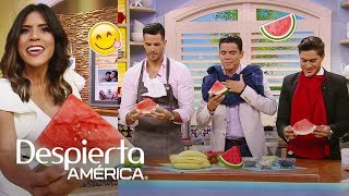 Nuestros galanes se comen una sandía lo más rápido posible