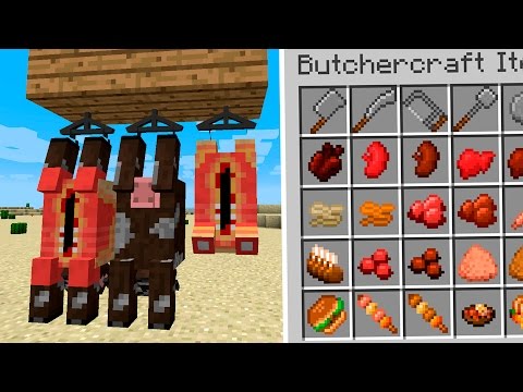 BUTCHERCRAFT MOD - The most CRUEL mod with cows!  - Minecraft mod 1.11.2 Review ENGLISH