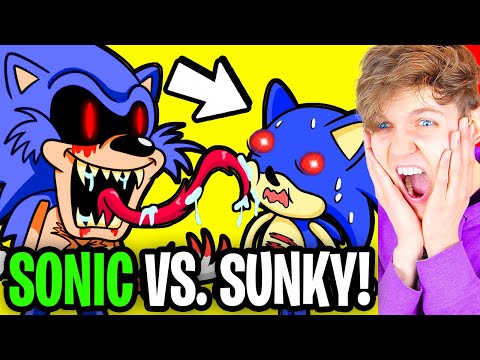 SONIC.EXE vs SUNKY vs FRIDAY NIGHT FUNKIN BOYFRIEND!? (LANKYBOX REACTION! *INSANE*)