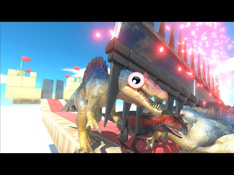 DEADLY CASTLE SPIKE TRAP! - IN GROUPS - WHO ESCAPE? -  ANIMAL REVOLT BATTLE SIMULATOR