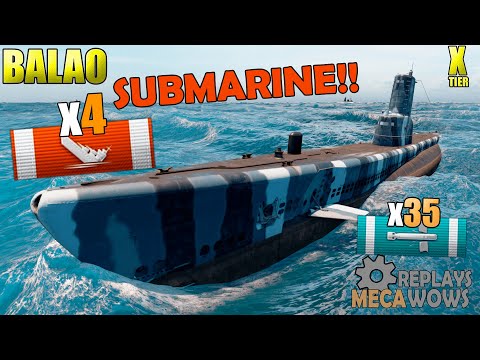Submarine Balao 4 Kills & 185k Damage | World of Warships Gameplay 4k