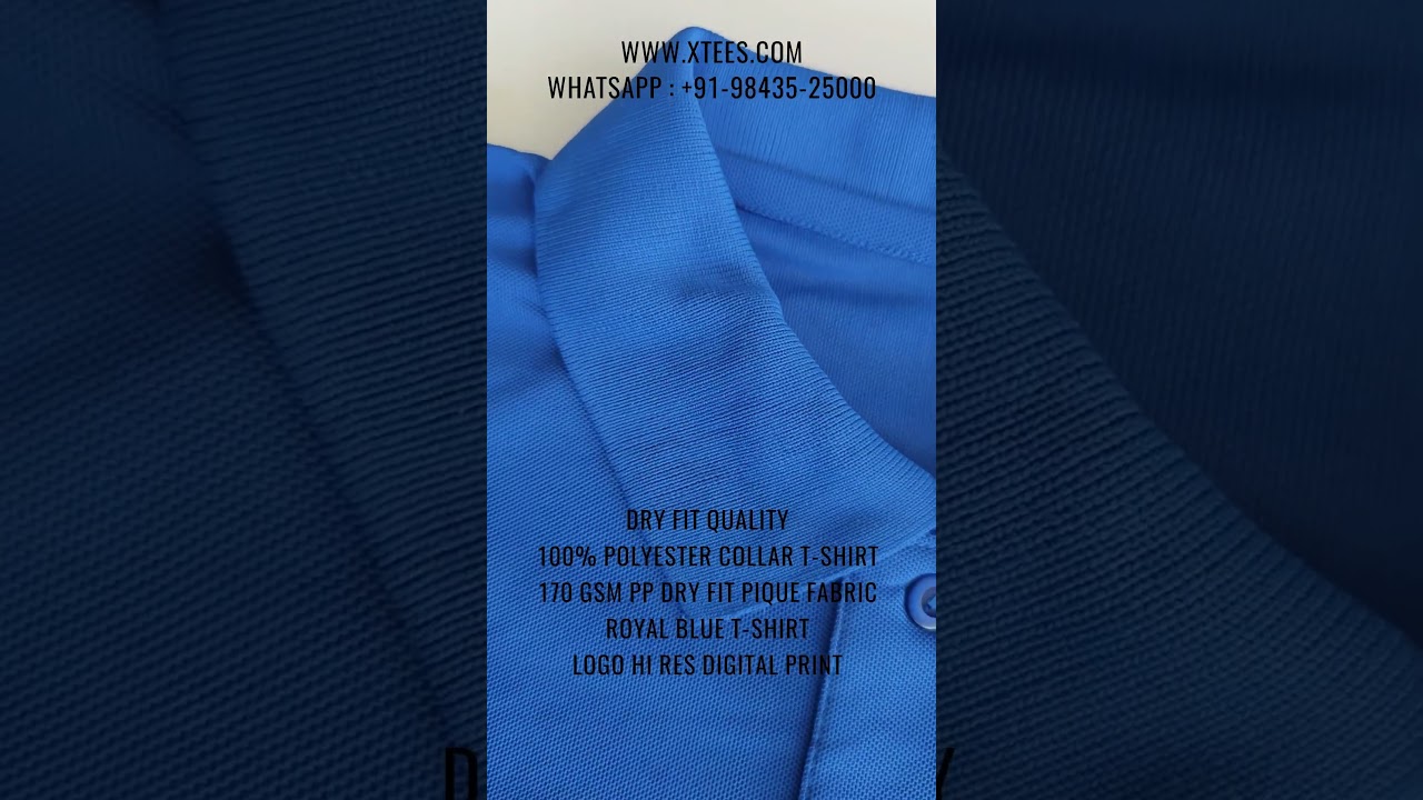 100% Polyester 170 GSM PP Dry Fit Pique Fabric Collar Uniform T-Shirt