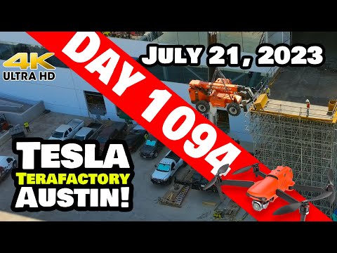 BIG FORKLIFT TO CYBERTRUCK LINE AT GIGA TEXAS! - Tesla Gigafactory Austin 4K  Day 1094 - 7/21/23