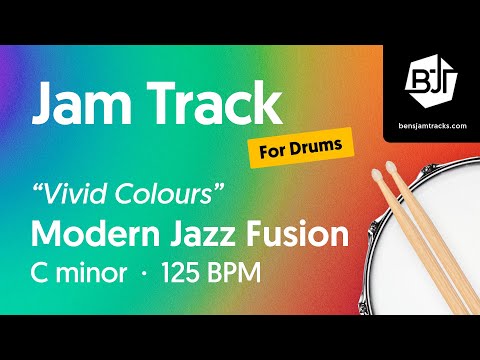 Modern Jazz Fusion Jam Track in C minor (for drums) "Vivid Colours" - BJT #101