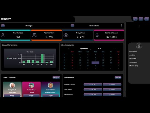Python App Dashboard | Animated Side Menu | Styled QCalender, QListWidget | Login App SQL PHP Py