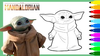 Coloring Baby Yoda | Mandalorian Coloring Pages