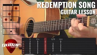 Redemption Song guitar lesson with animated chords &amp; tabs