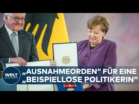 ANGELA MERKEL erhält höchsten Ordnen - Steinmeier: Eine „beispiellose Politikerin“ | WELT Dokument