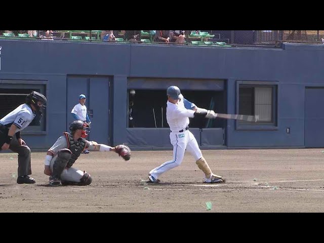 【ファーム】すぐさま反撃!! ファイターズ・佐藤龍世 フェンス直撃のタイムリー2ベース!! 2022年6月24日 北海道日本ハムファイターズ 対 読売ジャイアンツ